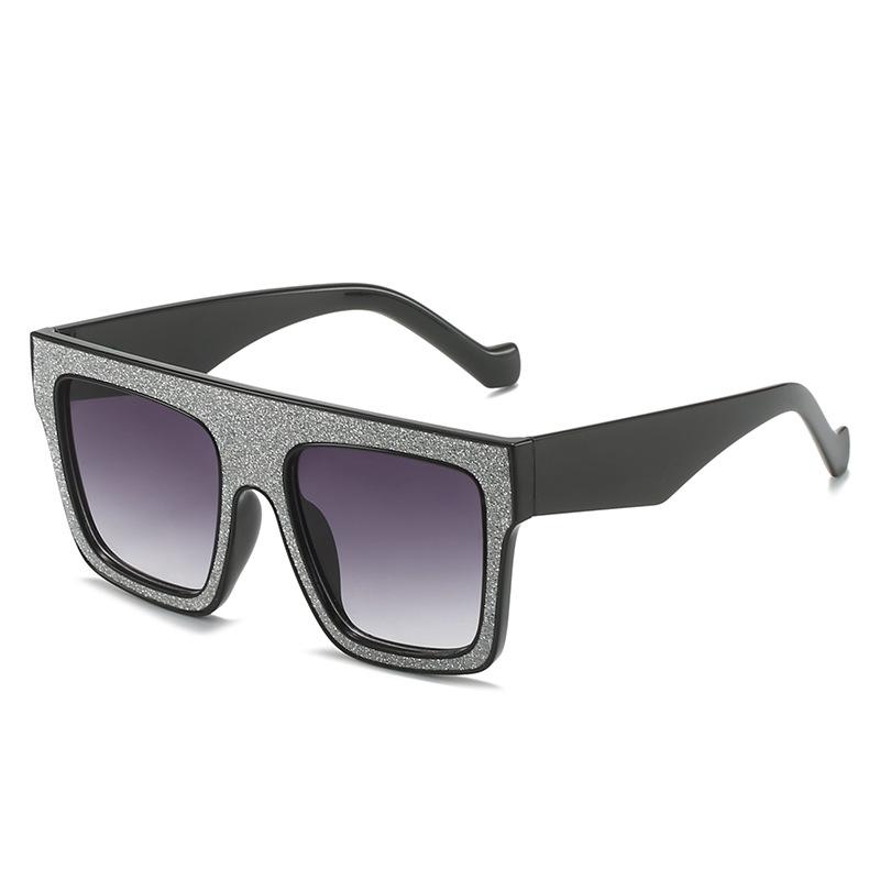 Sunglasses Women'S Trend Large Frame Square Sticky Leather Sunglasses Wear Wind Shade Glasses Men