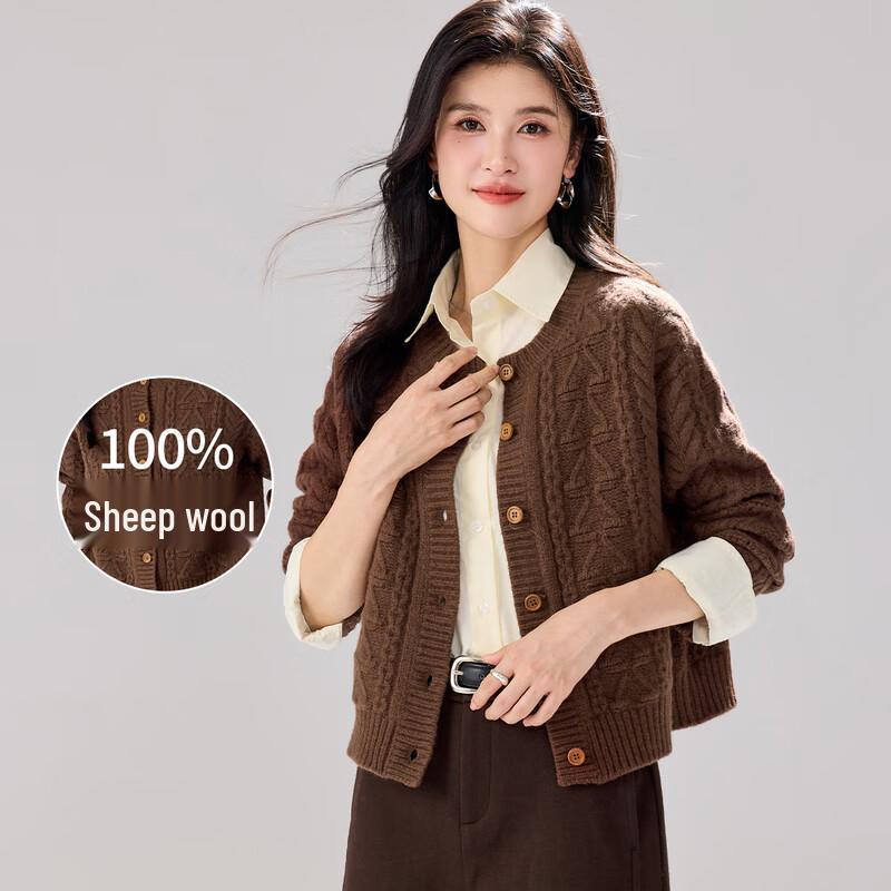 

Women s 100% Merino Wool Cable Knit Cardigan S