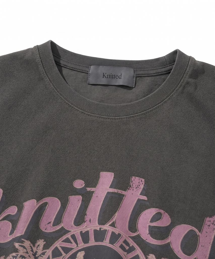 KNITTED (Unisex) Pigment Palm Tree Graphic T-Shirt Pink