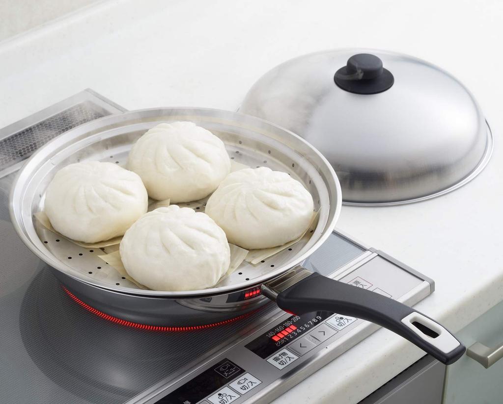 Yoshikawa Steamer Plate for Frying Pans, Compatible with 28-30cm Frying Pans, Made in Japan, Stainless Steel, Easy Steaming Plate for Frying Pans, SJ3