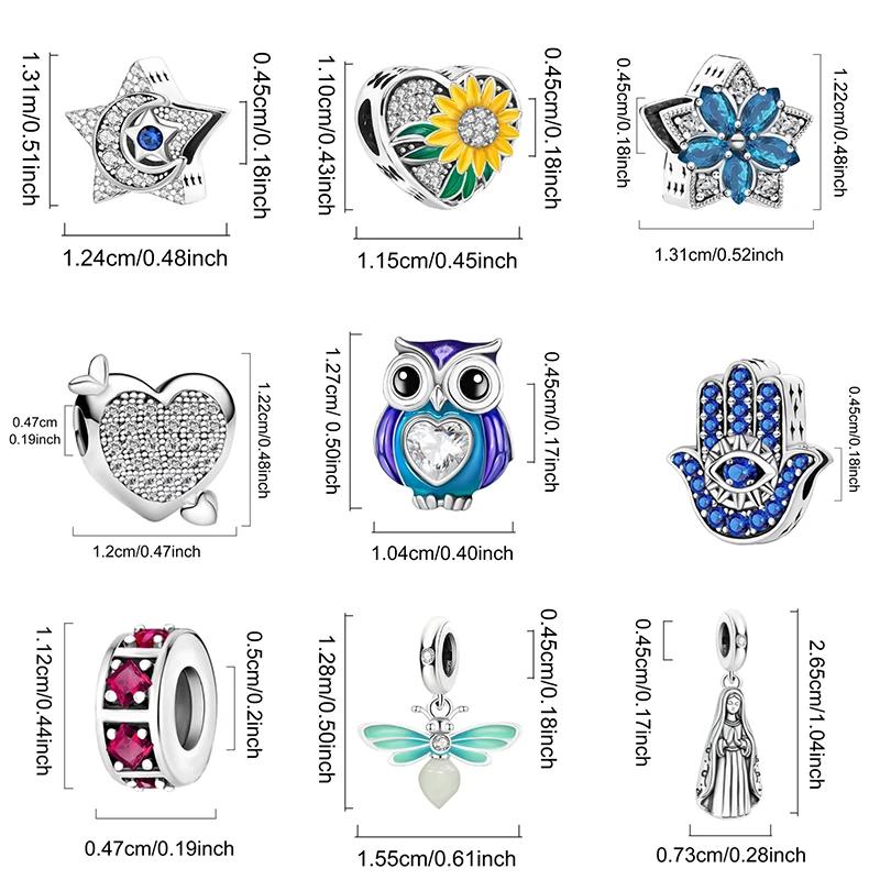 Kupfer Blau Eule Sonnenblume Vogel Stern Anhänger Perlen Passen Original Pan Armbänder Armreifen Feiner Schmuck Herstellung DIY Geschenk