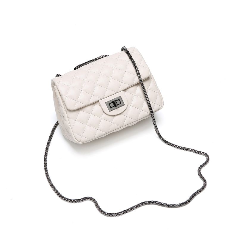

Classic Style Best Selling Exquisite Chain Leather Women s Bag Creamy-white small size