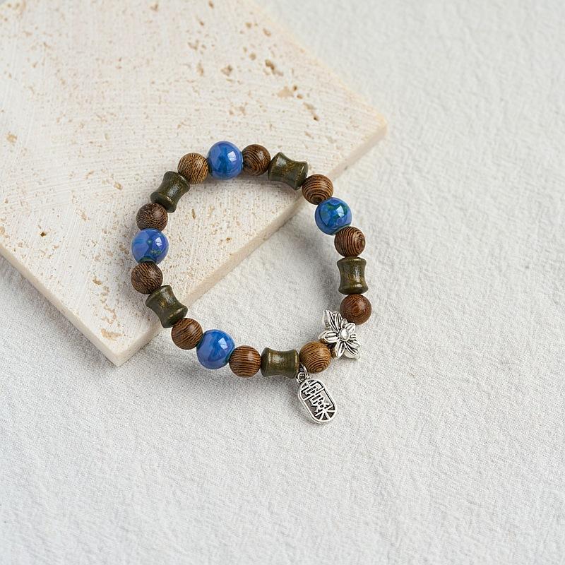 Керамический браслет Jingdezhen универсальный антикварный с бусинами мужской подарок новый китайский литературный лотос ювелирный браслет