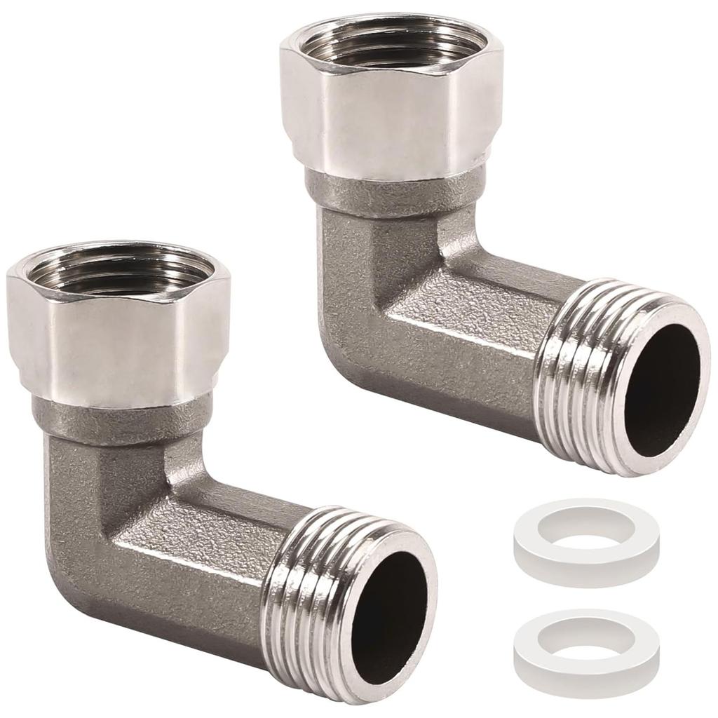 Pack of 2 Stainless Steel Materials 90 Degree Point Fitting 1/2Inch Male To Female Thread For Water Installations