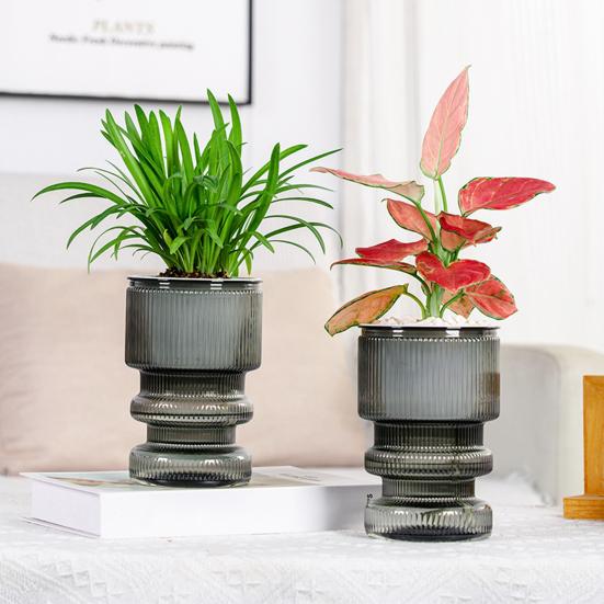 Self Watering Flowerpot with Transparent Bottle and Water Level Indicator for Indoor Plants Self-Absorbing Planter with Double-Layer Ventilation