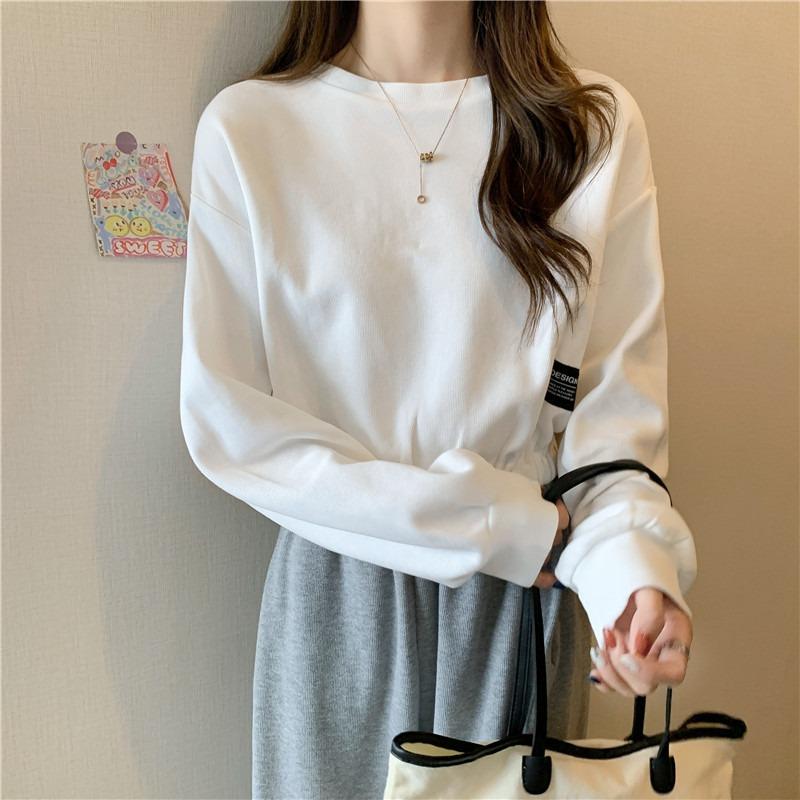 Short Sweater Women's Autumn Loose and Thin Student High-waisted Exposed Navel Versatile Top Trendy