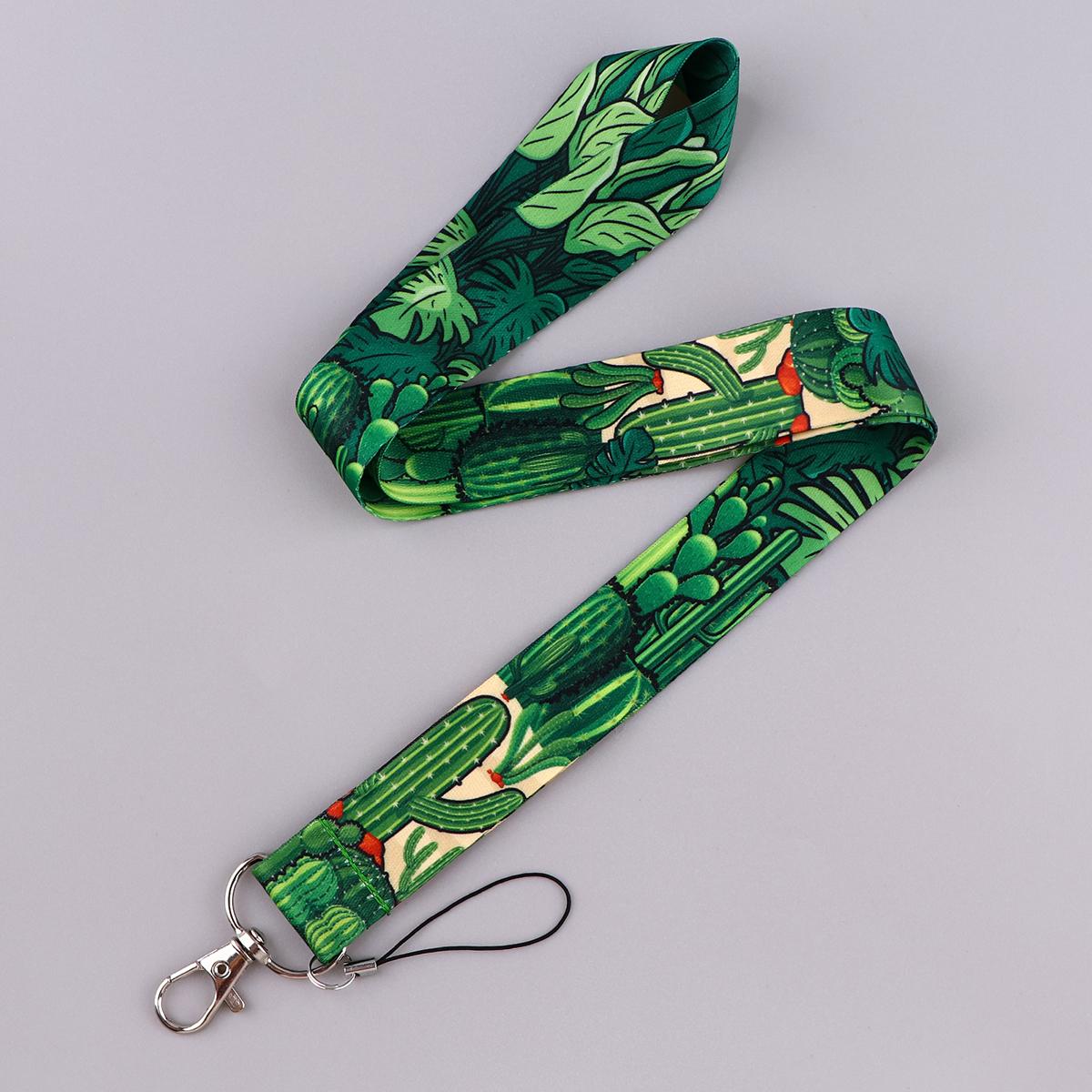 

Green Plant Mushrooms Cactus Card Holder Keys Lanyard Neck Strap for Card Badge Gym Phone Straps Keychain Keyring Accessories