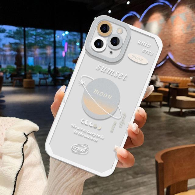 Clear Astronaut Phone Case For Iphone 13 11 12 14 Pro Xs Max X 7 8 Plus Se 2022 Se3 13 Mini Case Silicone Lens Protection Covers
