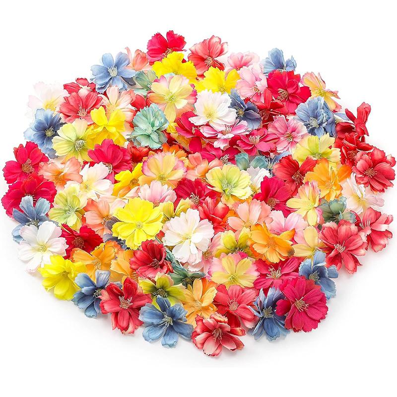 50/100 Stück 4,5 cm Künstliche Blumen Seidenpflaumenblütenköpfe für Hochzeit Heimdekoration Braut Haarnadel Brosche Kranz DIY Bastelgeschenk