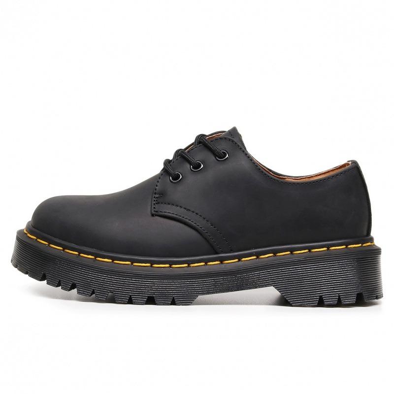 Martin Boots First Layer 1 Low-top Small Leather Shoes Women's Genuine Leather Crazy Horse Black Large Size Short Boots Round Head Men's Break