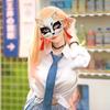 Anime Style Half Face Mask Fox Design Cosplay Accessory with Tassels and Bells for Costume Parties and Themed Events