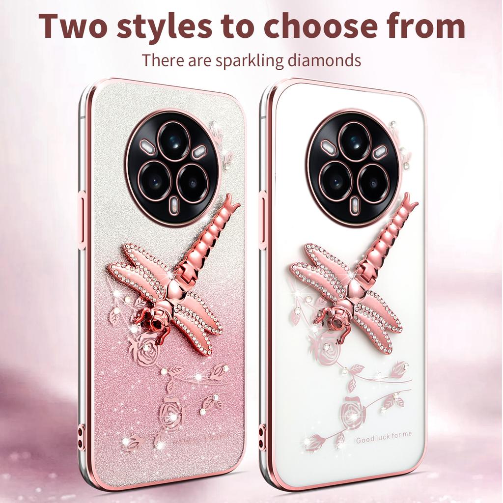 KADEM For Realme 14 Pro 5G Case Dragonfly Kickstand TPU Flowers Glitter Phone Cover