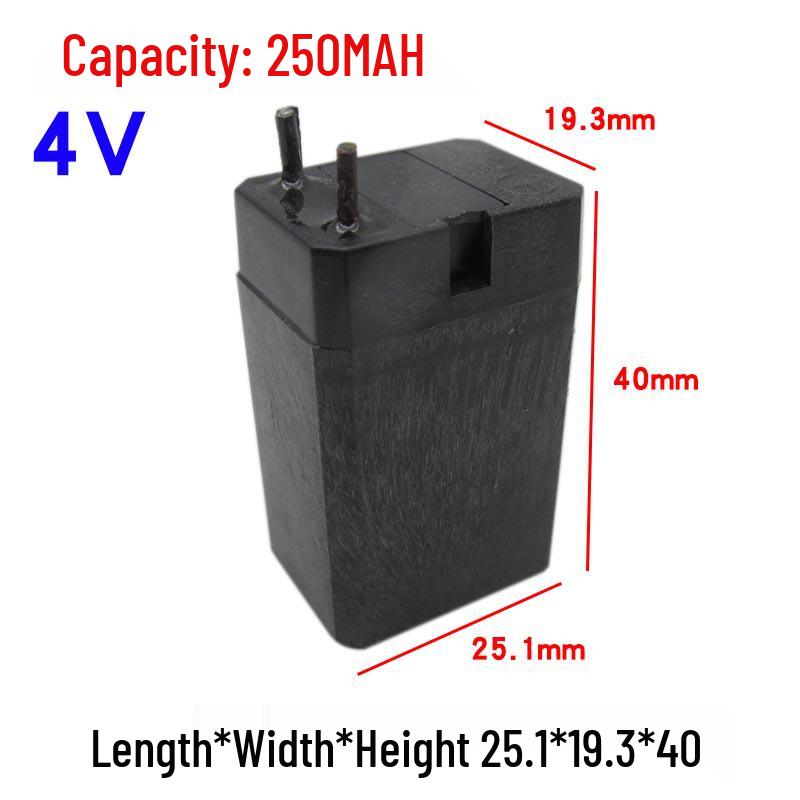 Перезаряжаемая свинцово-кислотная батарея 4В, Электрическая мухобойка, Светодиодная настольная лампа, Налобный фонарь, Фонарик - Черный