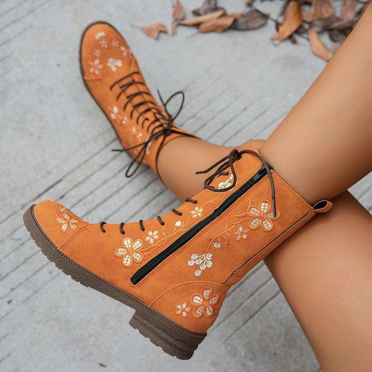 Fashion New Autumn Winter Fashionable Versatile High Tube Square Heel Women's Boots Side Zipper Round Toe Casual Comfortable Short Boots