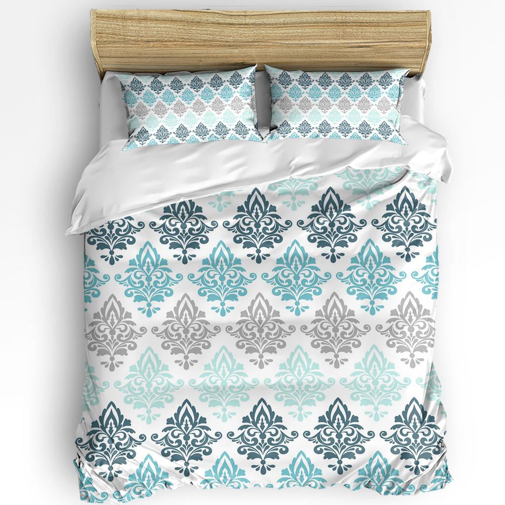 Set Biancheria da Letto Astratto Retrò con Texture Floreale Degradé 3 Pezzi per Letto Matrimoniale Tessili per la Casa Copripiumino Coperta Trapuntata Federa