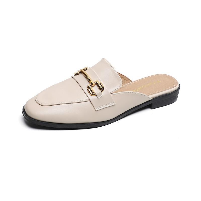 Baotou Half Slippers Women's Outer Wear Hundred French Retro Flat Slippers Large Size Mueller Shoes