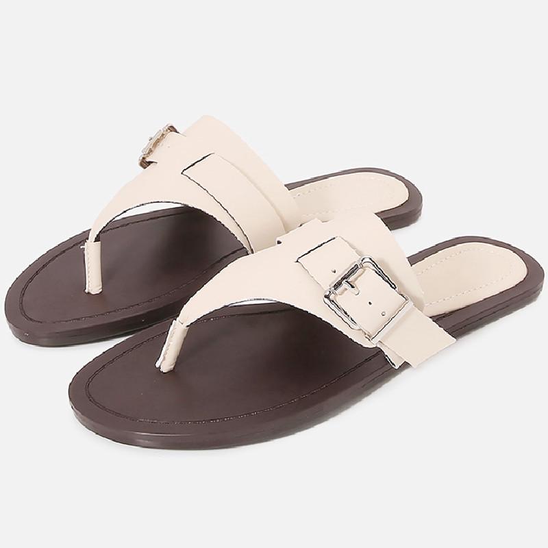 Fashion Pointed Toe Clip-toe Women Flip-flops Open Toe Buckle Non-slip Women Flat Shoes Summer Fashion Comfortable Vacation Beach Shoes