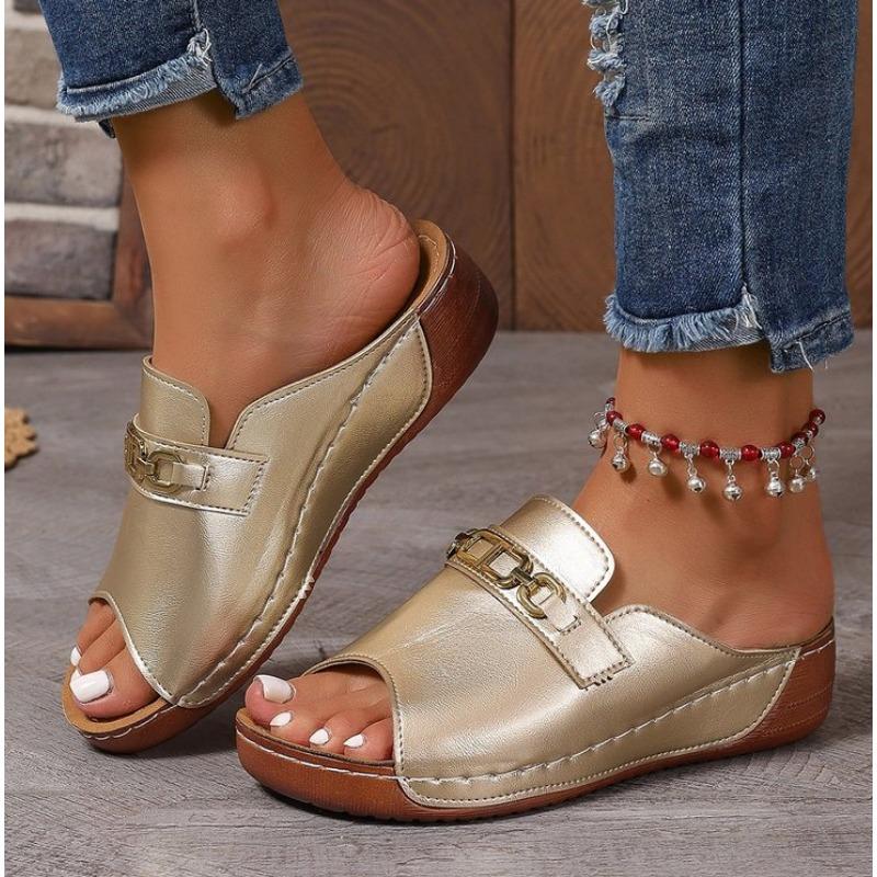 Fashion Women's Sandals 2025 Summer Shoes Women Soft Heels Sandals Low Platform Slippers Summer Sandalias Mujer Indoor Outdoor Footwear