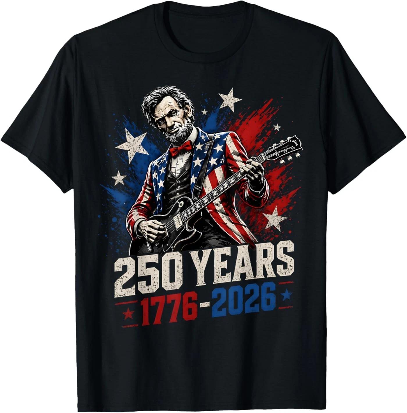 250th Abraham Lincoln Abe Lincoln Playing Guitar Retro Vinta T-Shirt 4XL