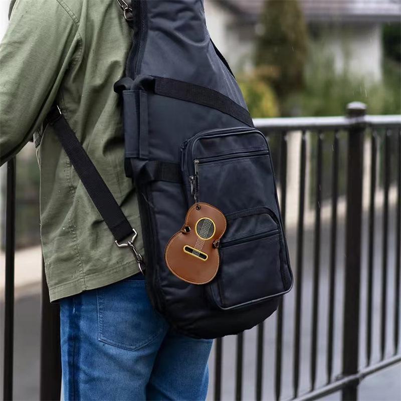 Embroidered Guitar Pick Storage Bag with Large Capacity Slots and Hanging Ornament