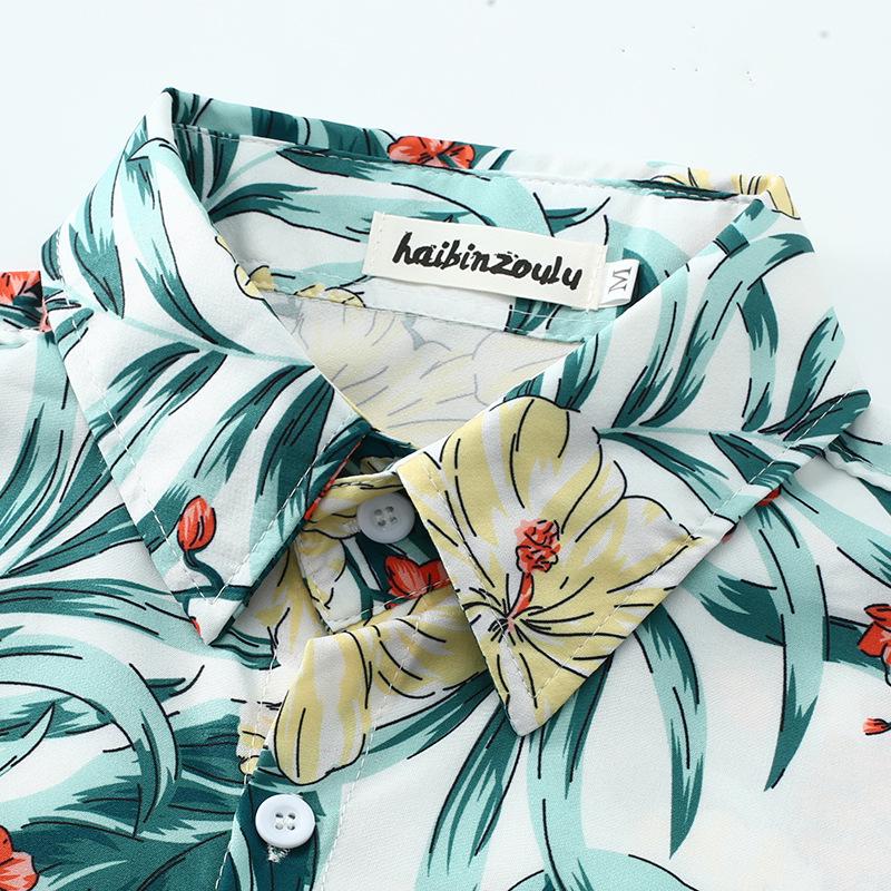 Versatile Men's Quick-Dry Shorts & Floral Shirt Set - Retro Hainan Island National Trend