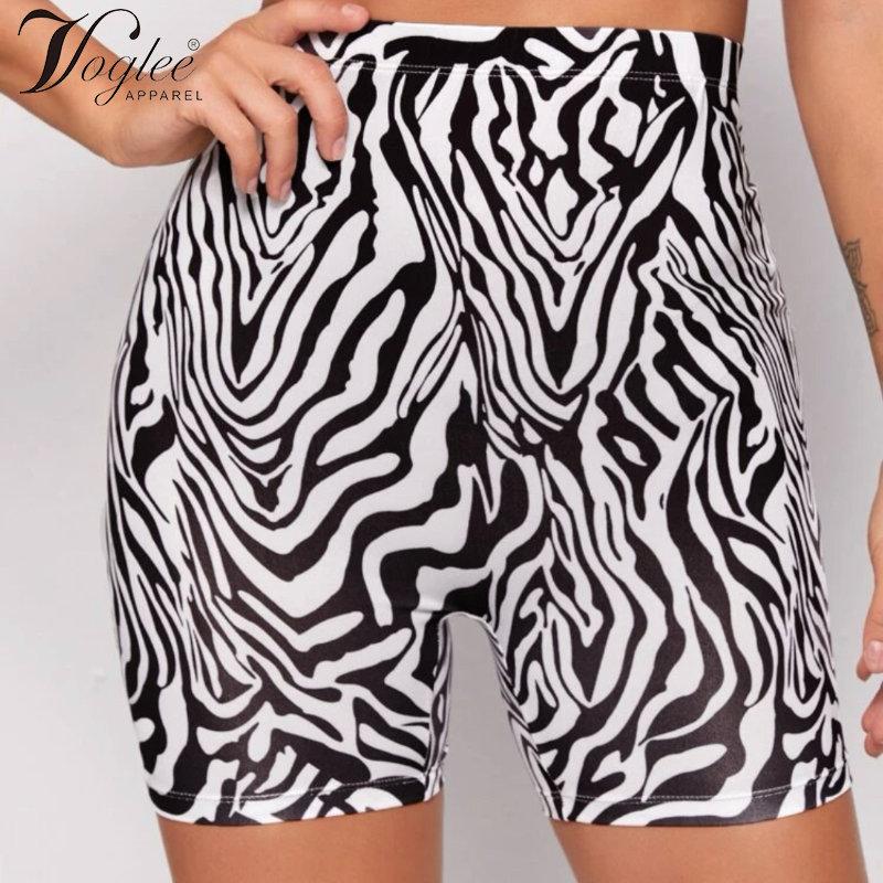 

Zebra Полосатый принт Высотные байкерские шорты