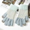 New Winter Warm Knitted Gloves Women's Checkerboard Plaid Plaid Color Matching Wool Gloves