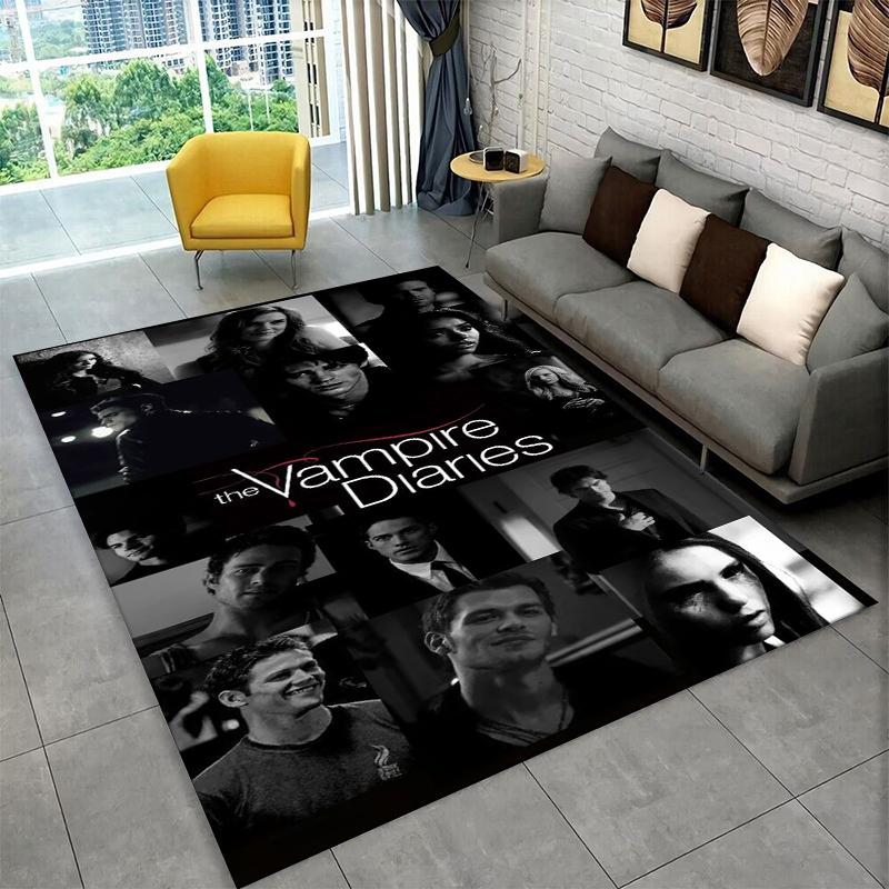 Tappeto The Vampire Diaries Damon Salvatore per Camera da Letto Soggiorno Divano Sala Giochi Zerbino Decorazione Casa, Tappeto Area Bambini Antiscivolo