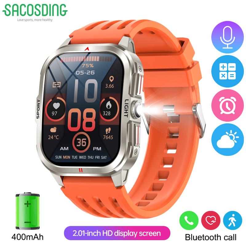 SACOSDING Rugged Smart Watch Men Outdoor Sport Smart Watches Heart Rate Monitor Bluetooth Call Man Smartwatch For Androd ios