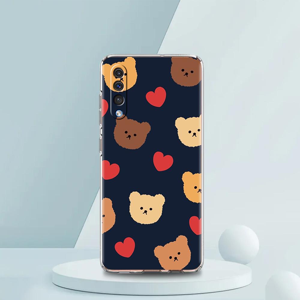 Cute BEAR Phone Case For Samsung A54 A52 A50 A70 A10 A30 A40 A20S A20E A02S A12 A14 A22 A42 A72 A34 A32 5G A04s Soft Clear Cover