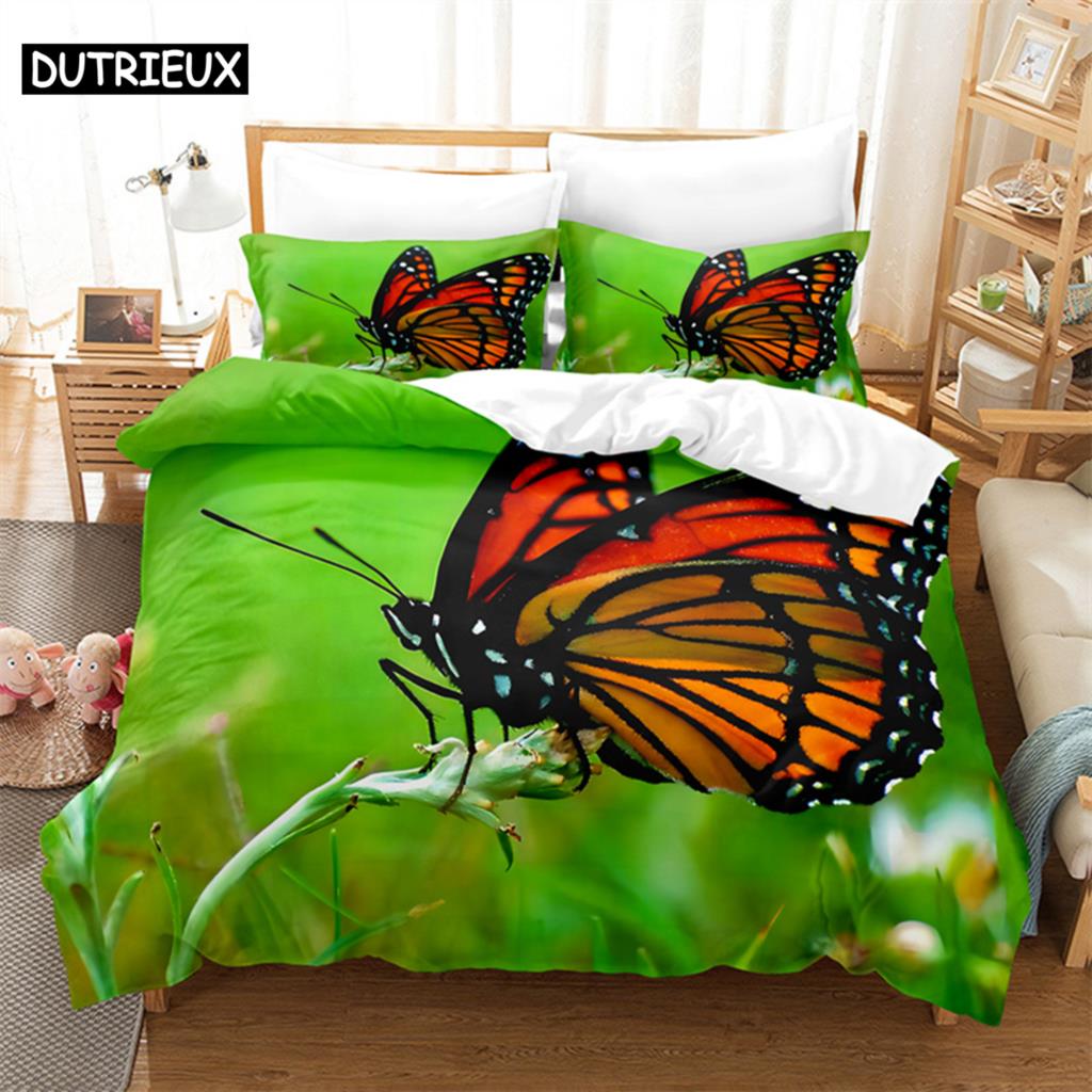 Comforter Butterfly Flower Queen Bedding Set Kids Bedroom Bed Set Comforter Set King Size Bedding Sets