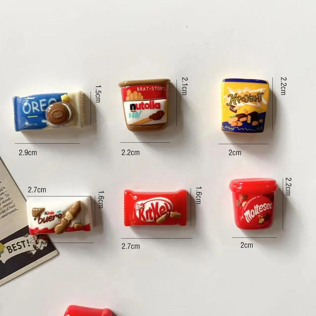 6Pcs Resin Chocolate Candy Refrigerator Stickers Food Decoration Magnets Gift