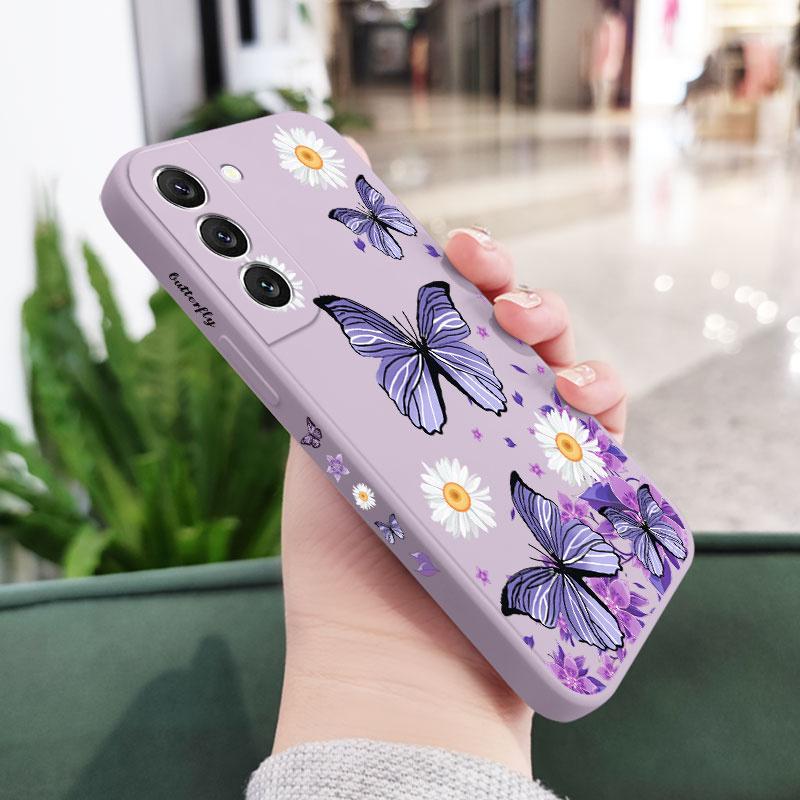 Purple Butterflies Phone Case For Samsung Galaxy A37 A57 Liquid Silicone Cover