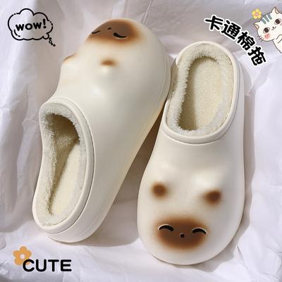 Pantoufles en coton imperméables dessin animé automne et hiver intérieur maison nouveau confinement peluche chaude coton serpillière port extérieur