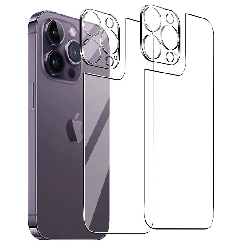 

4 в 1 закаленное стекло для iPhone 15 14 13 11 16 Pro Max 12 Mini Plus 15Pro 14Pro i16 защитная пленка для заднего экрана с пленкой для объектива камеры For iPhone 11