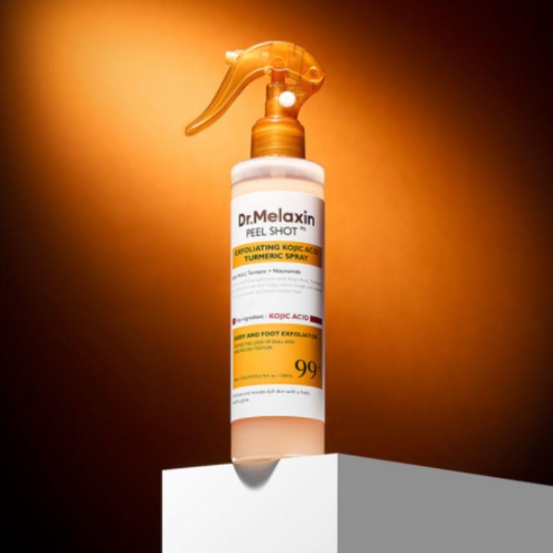 Dr. Melaxin Peel Shot Body Scrub Kojic Acid & Turmeric Peeling Spray 200ml – Exfoliating Body Peeling Spray for Smooth & Radiant Skin