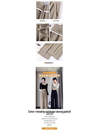 Pantalon d'automne 2026 pour femme, taille haute, jambe large, drapé, style chinois, couleur unie, coupe décontractée