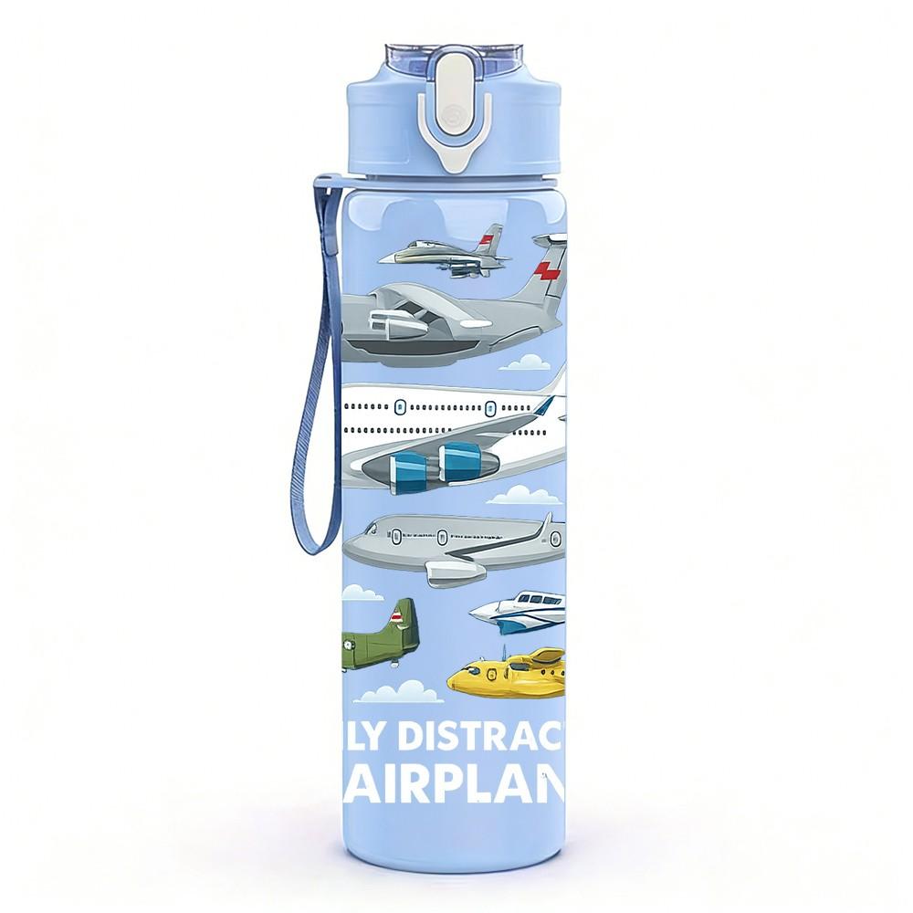 1PC Car Stack Classic Vehicle Print 750ml Color Plastic Sports Water Bottle Leakproof Flip Straw Lid Suitable for Sports Office Home Use