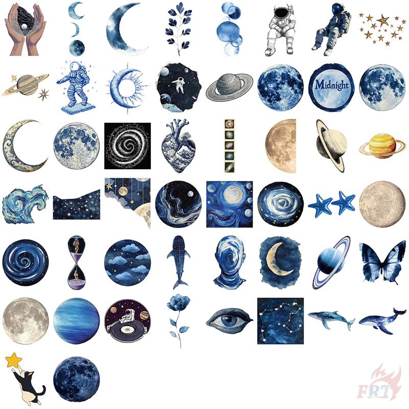 50Pcs/Set Laser Blue Outer Space Series 01 Stickers DIY Fashion Waterproof Doodle Decals Stickers