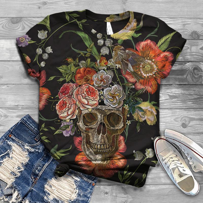 Uformell Kortermet Trykket Moteriktig Oversized 3D Topp Mønster T-skjorte for Menn Komfortabel Sommer Rund Hals