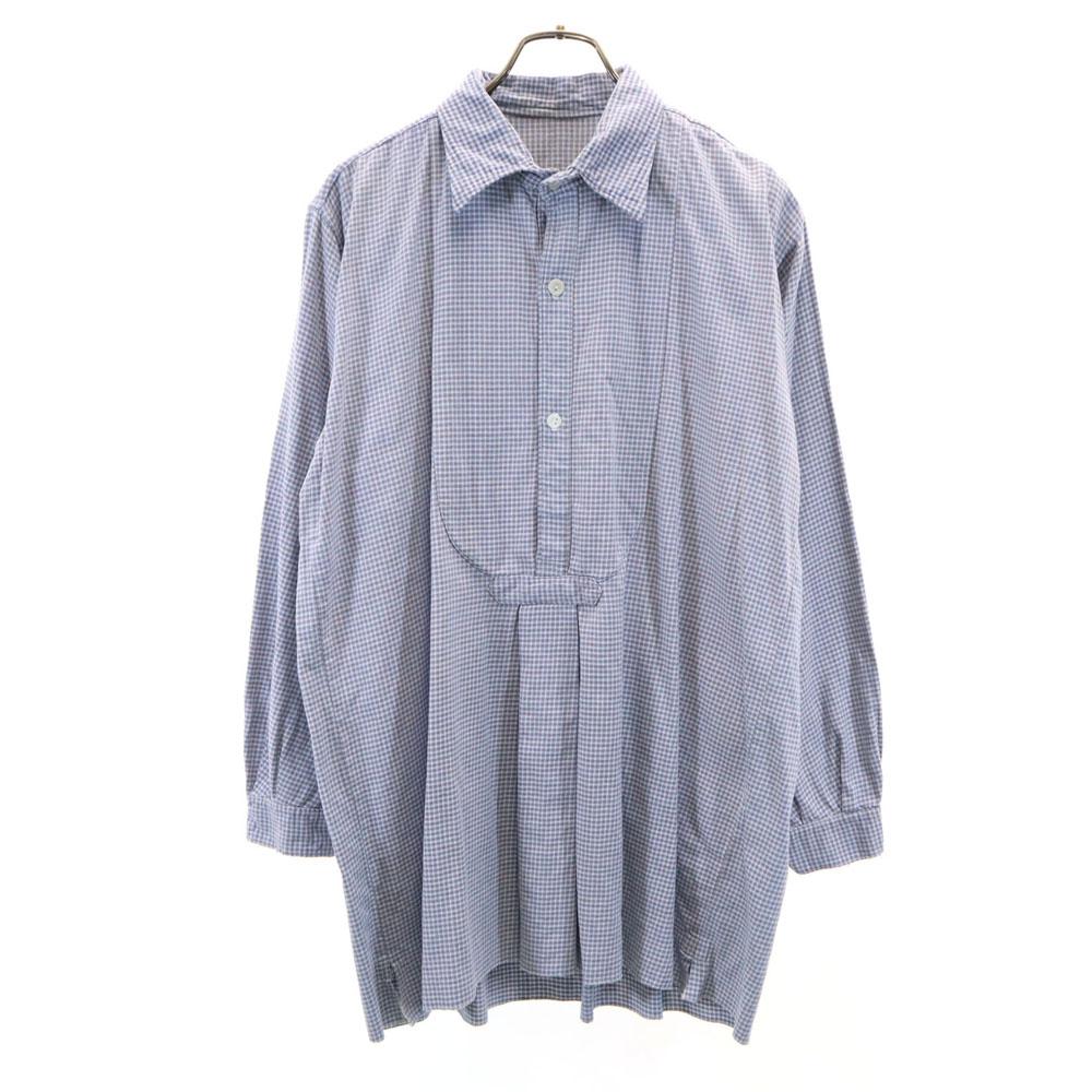 

VINTAGE 40s 50s Grandpa Long sleeve pullover blouse Light blue shirt Women Used