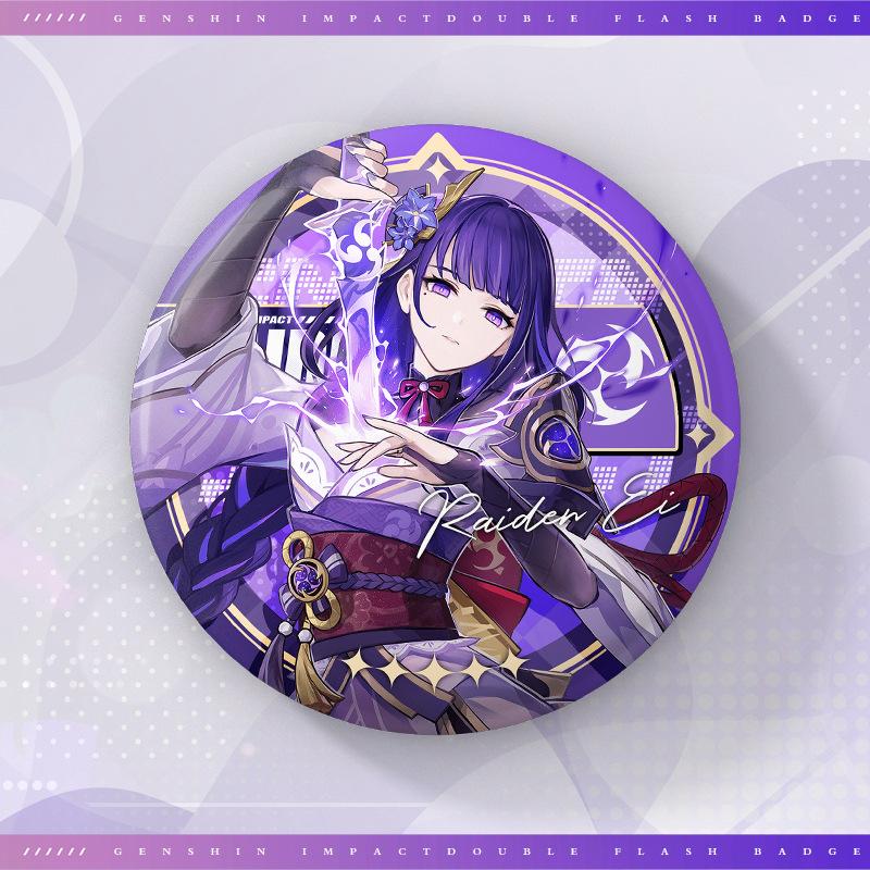 75MM Game Genshin Impact-3 Round Badge Anime Brooch Pin Cosplay Hu Tao Cartoon Figure Clothing Backpack Accessories Fans Gifts