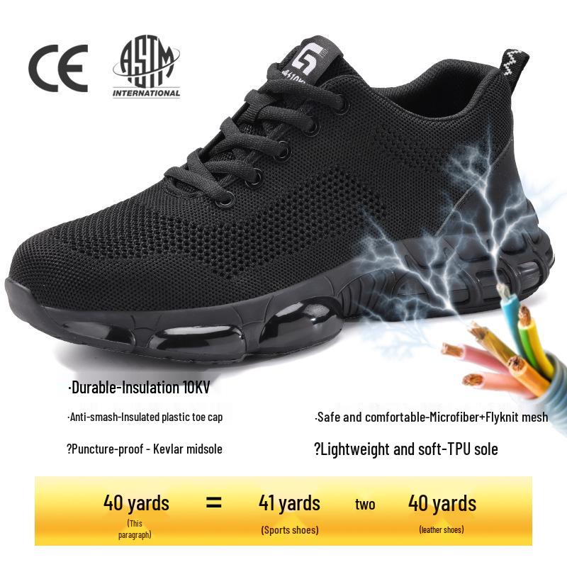 Men's Breathable Safety Shoes: Steel Toe Protection, Anti-Smash, Anti-Puncture, Insulated for Electricians (10KV)