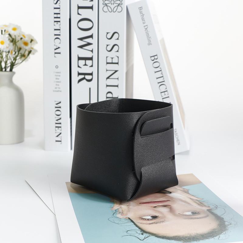 Nordic Minimalist Leather Desk Organizer With Foldable Design For Home Office And Study