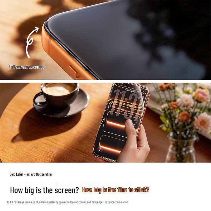 Baseus Gold Label iPhone 3D Curved AR Tempered Glass Screen Protector