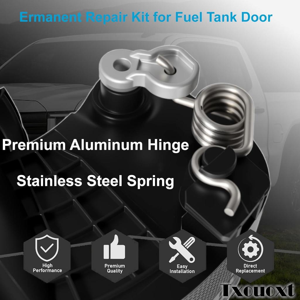 Fuel Door Hinge Pin With Gas Door Spring For Chevrolet Silverado/GMC Sierra -2025 1500/2500/3500 HD, Aluminum Hinge Kit For Permanent Loose Gas Cap