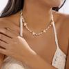Imitation Pearl Starfish Crystal Beaded Choker Necklace Women Fashion Trend Gift Daily Accessory