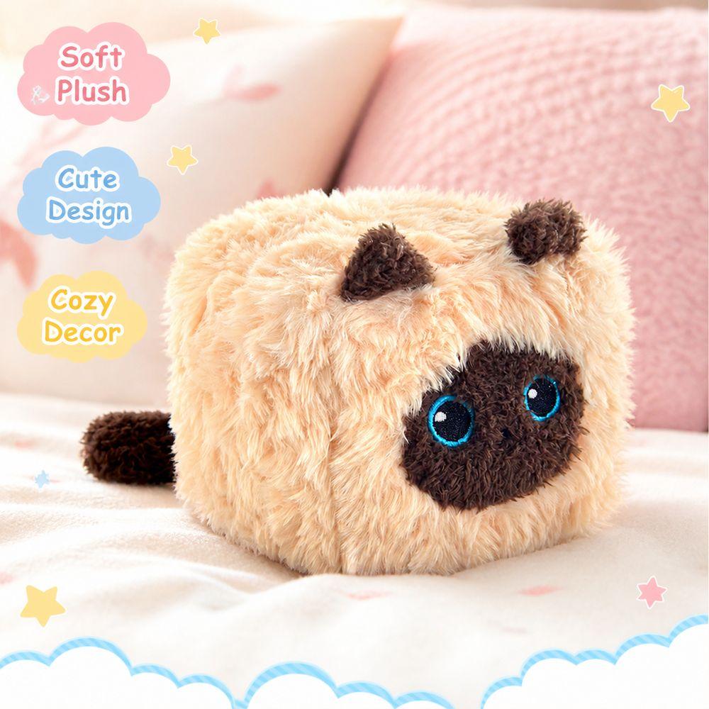 PP Cotton Cat Plush Doll Toy Square Cat Shape Stuffed Cat Toy Siamese Plush Doll Home Decoration