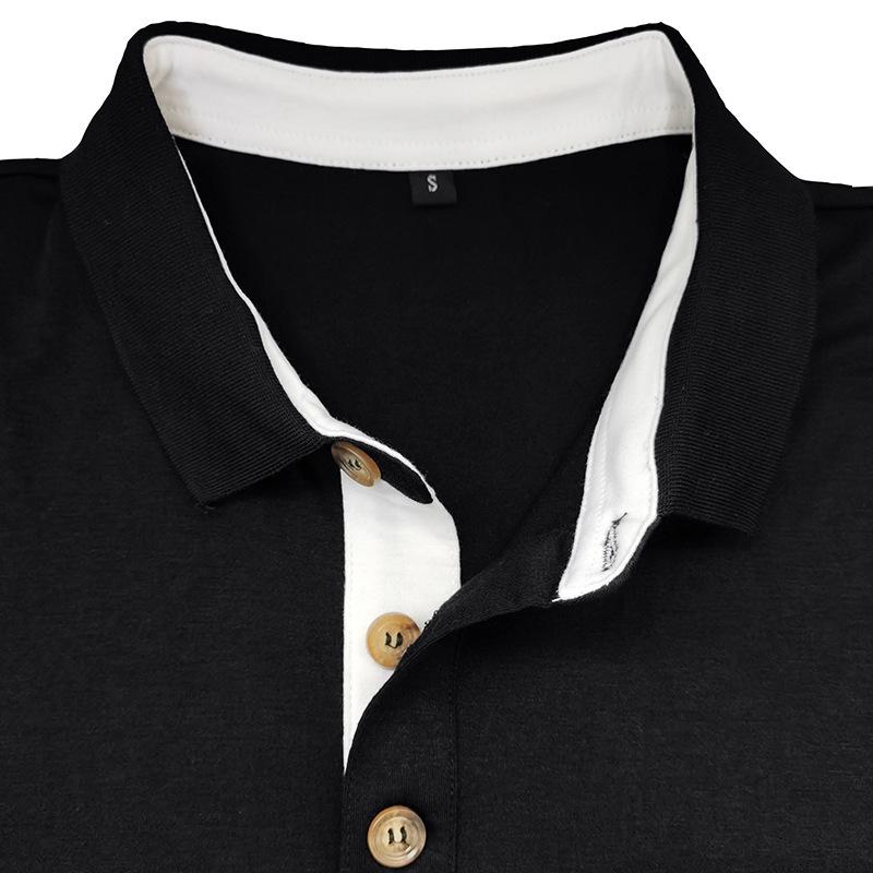 Autumn and Winter Solid Color Fashion Long Sleeve Lapel T-shirt Men's Polo Shirt Base Shirt Top