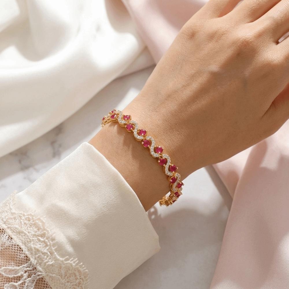 Colorful Crystal Gemstone Bracelet Zinc Zinc Alloy Fashion Jewelry Zircon Cross Hand Chain  Dinner Parties